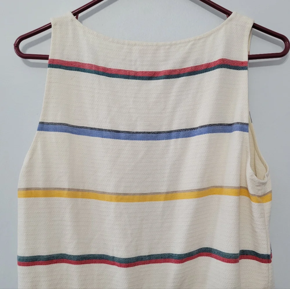 Tory Burch Blaine Tunic Dress Drawstring Waist Sz 4 Linen Blend Nautical Striped - Picture 11 of 14